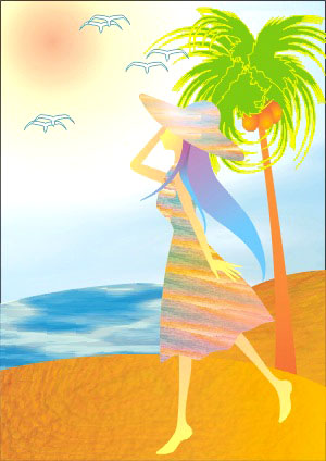 標題：夏日陽光　海灘　椰子樹一個充滿活力的地方正等著我盡情的揮霍