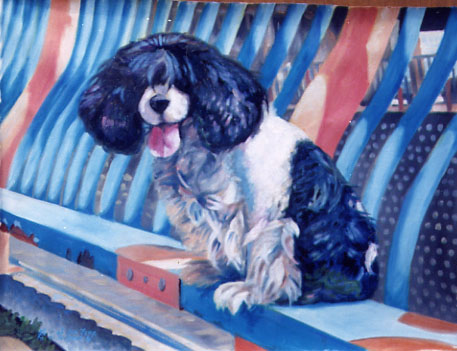 愛犬可卡（油畫）：這是2002年所繪製的油畫作品。這隻可卡已不幸過逝了，好心疼。