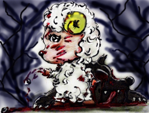 奇幻插畫羊與狼