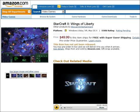 星海二：亞馬遜開放 StarCraft 2 Wings of Liberty 預購！