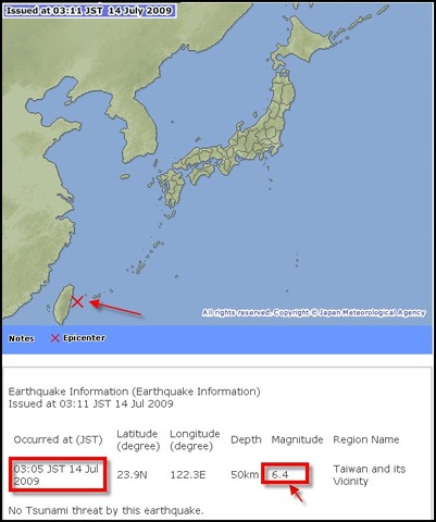 2009/07/14 花蓮東方 6.4 級地震