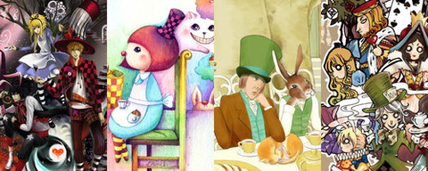 愛麗絲夢遊仙境插畫圖片、魔境夢遊同人插圖