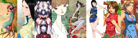 旗袍裝插畫、旗袍女孩、旗袍花布設計 - Cheongsam Artworks