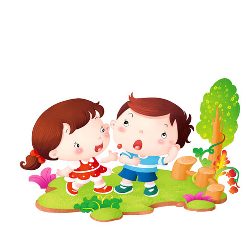 兒童插畫：吃糖豆