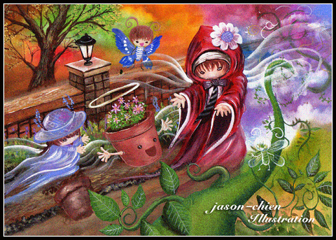 童話廣告顏料手繪