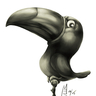 巨嘴鳥鳥-灰階