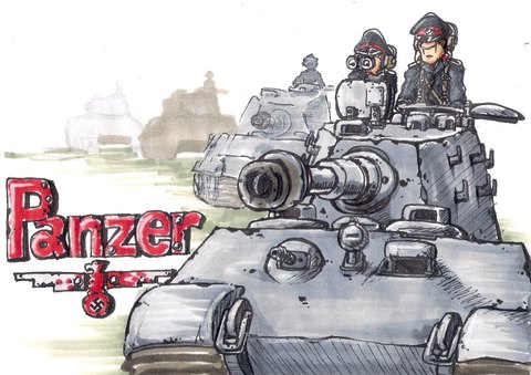 虎王戰車  Panzer  麥克筆+代針筆製