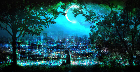 城裡的月光-弦月下的燈火-清晰版