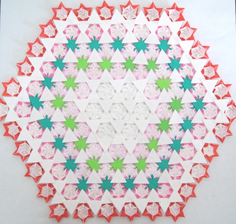 纸色恋曲原创一款双面模块化折纸作品“祝福”（反面）