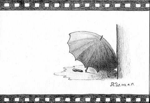 手繪插畫：雨傘