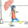 手繪插畫：下雨天