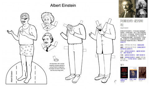 著色圖紙娃娃：「愛因斯坦」 Albert Einstein 物理學家