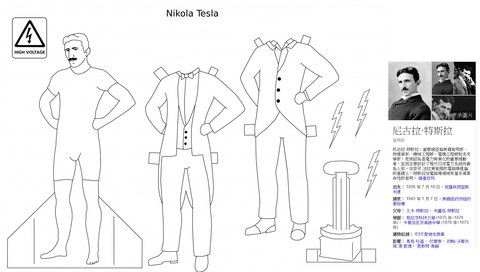著色圖紙娃娃：「尼古拉特斯拉」 Nikola Tesla 發明家