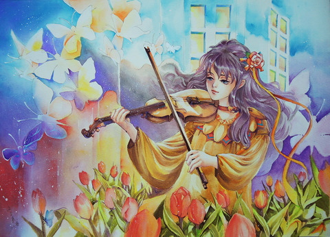 拉小提琴的少女