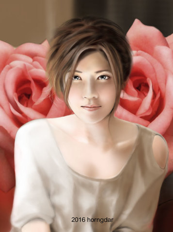 人物畫之玫瑰-女人