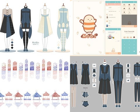 服裝設計、平面設計、向量圖 Rinko(茗凜MinRin): Costume Design, Illustrator