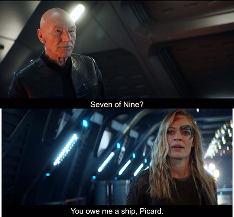 "Seven of Nine?" 7️⃣9️⃣ "You owe me a ship, Picard." 🚀