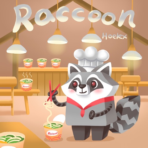 ★125.●【DODO ZOO 方塊動物-Raccoon】"浣熊炸醬麵"(浣浣)
