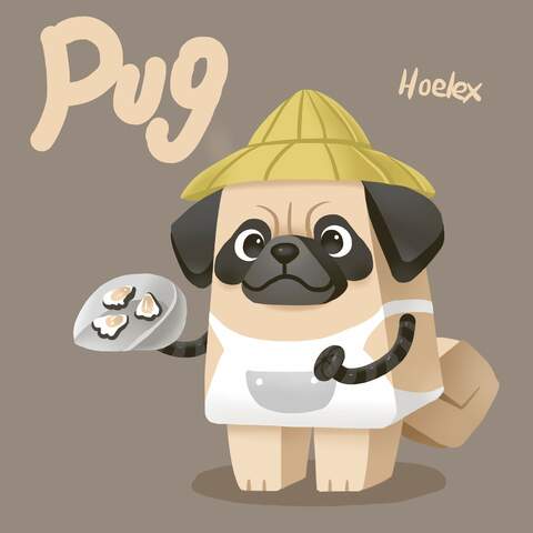 ★130.●【DODO ZOO 方塊動物-Pug Oyster】"巴哥犬牡蠣員”(巴巴BaBa)