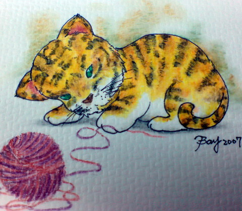 水性色鉛筆 虎寶寶學當貓