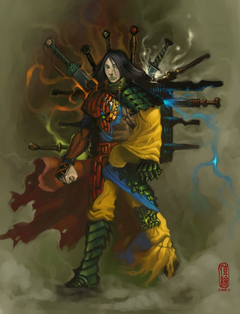 【劍君十二恨】，用painter畫滴，雖然跟布布的造型不太一樣...我特別喜歡他身後背的一堆刀劍的感覺。