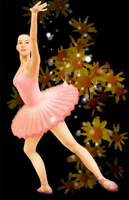 橘子貓：夜曲：覺得芭蕾是很優雅的舞蹈，就畫囉~感謝星夜上次教畫唇部的方法，很受用:-D