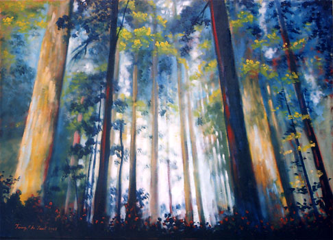 森林油畫作品