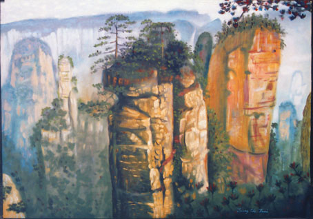 山水油畫作品