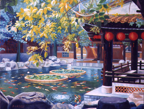 民俗公園一隅油畫作品