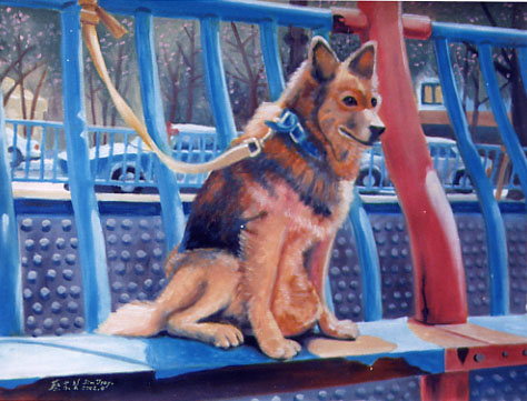 小莉愛犬油畫作品