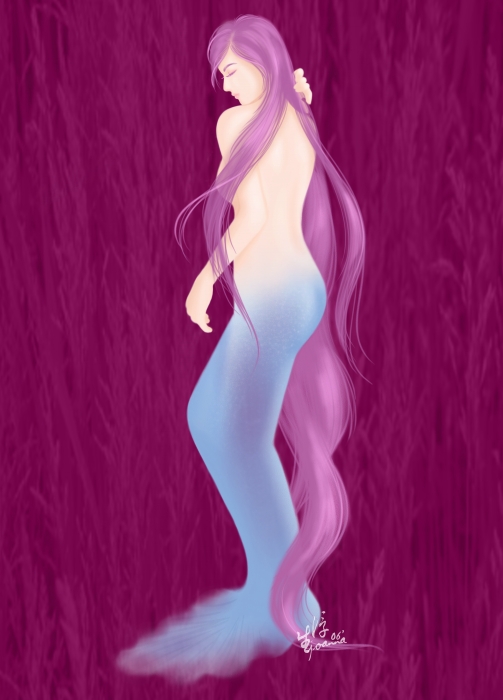 人魚：喜歡美人魚優雅的身體曲線。繪圖工具 Painter + Photoshop