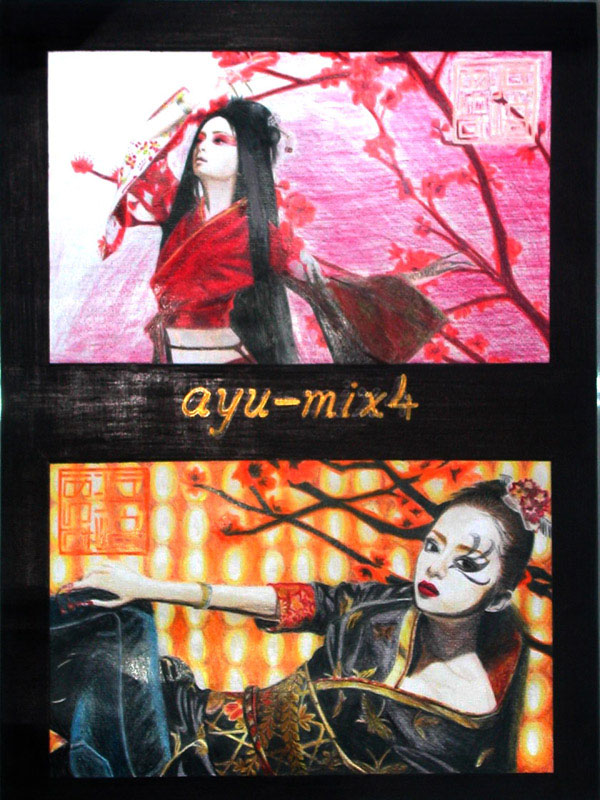 ayu-mi-x 4：參照ayu的專輯封面畫的.使用水彩性彩色鉛筆.無與水混合