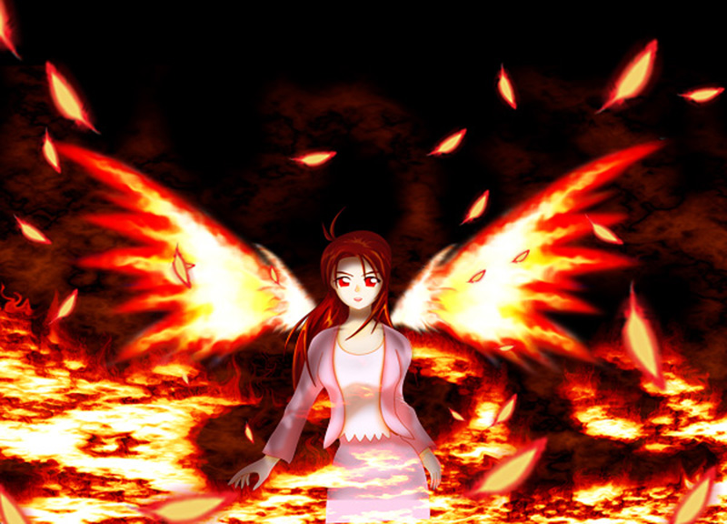 赤炎的魔術士：在火海中展開鮮紅雙翼的少女...第一次嘗試的特效,就結果來說算是不錯的吧