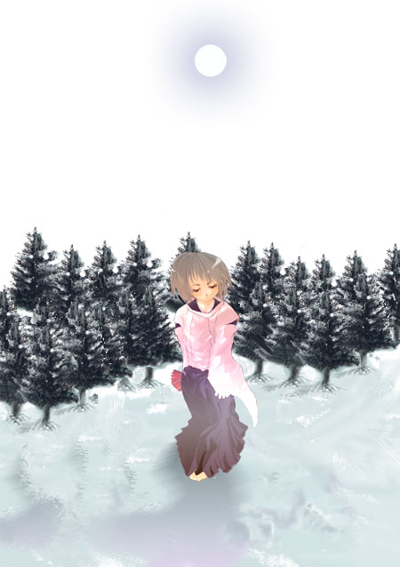 冬祭：圖中的女孩跟背景是用不同軟體畫的，我本來只是想畫人後來加上了景感覺好像不太搭~汗