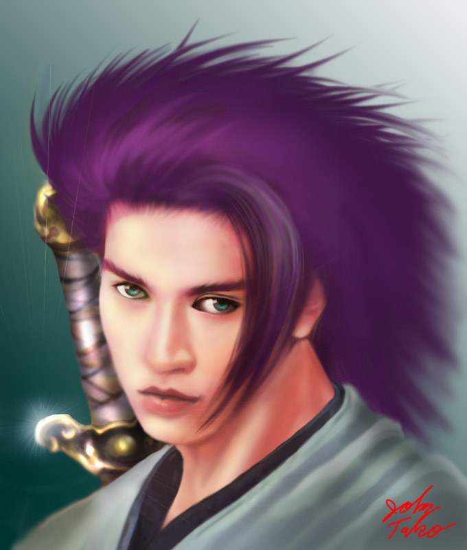 舊作：一年前我還在某個遊戲公司所畫的男主角之一,但這款GAME卻因而死在半路...我不忍心讓他積灰塵,所以把他拉了出來...原